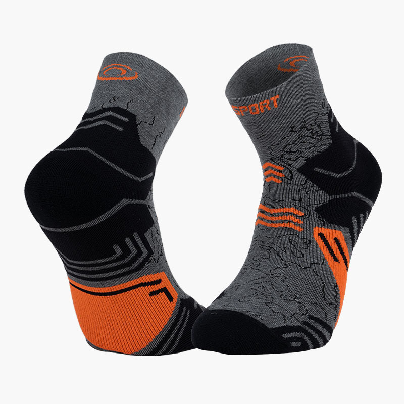 Made in France | TREK GR MID "Lyocell" hiking socks Grey/Orange