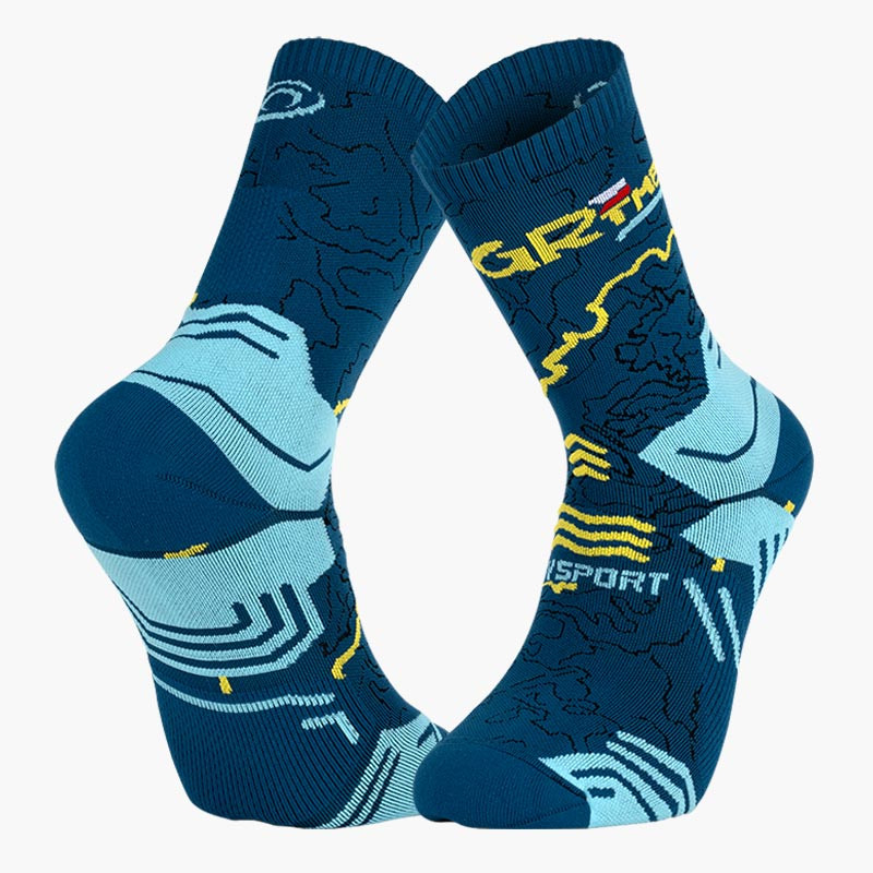 Made in France | TREK GR TMB COLLECTOR HIGH Polyamide hiking socks Blue/Yellow