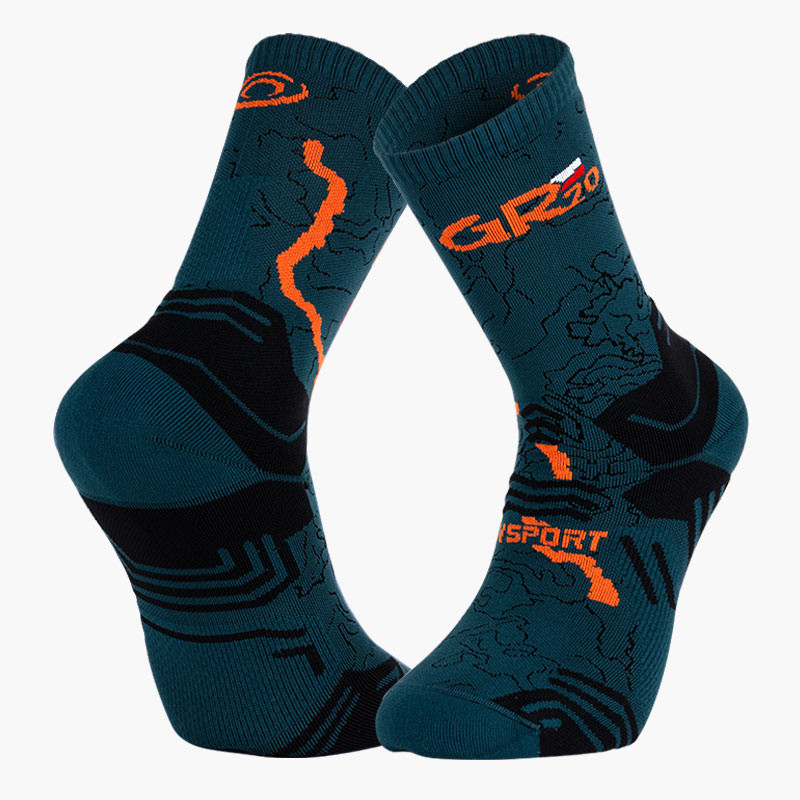 Made in France | TREK GR20 HIGH hiking socks Green/Orange